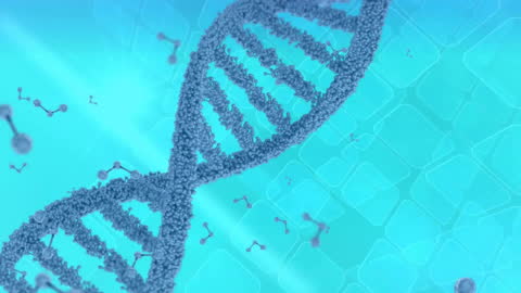 Digital DNA Strand Overlapping Abstract Blue Grid Background