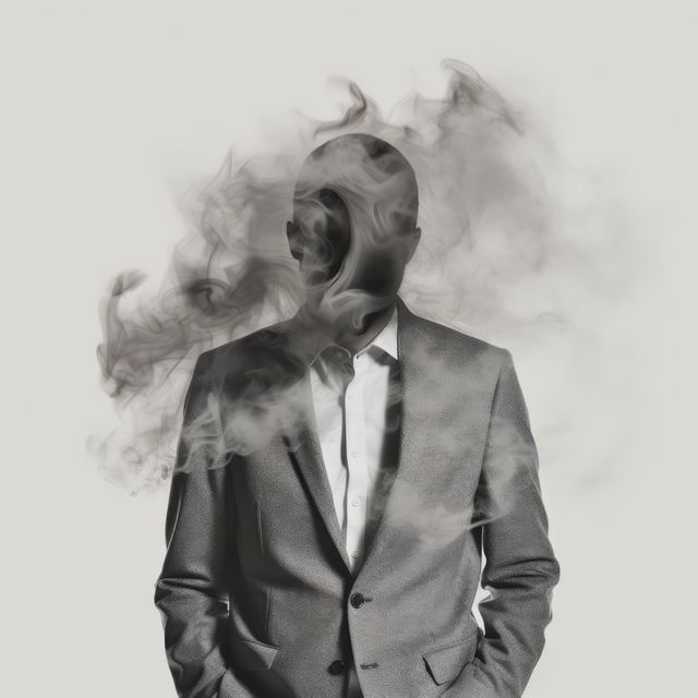 Man with face covered by smoke on grey background, created using generative ai technology - Download Free Stock Photos Pikwizard.com