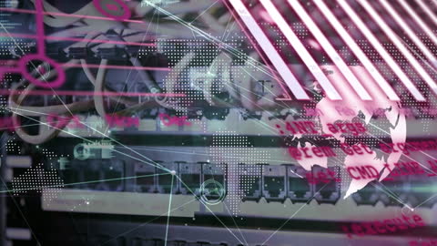 Data Processing Animation with Digital Global Connections