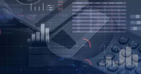 Futuristic Financial Technology Interface with Charts and Analytics