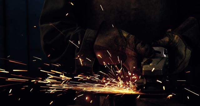 Industrial Worker Grinding Metal Creating Sparks in Workshop - Download Free Stock Images Pikwizard.com