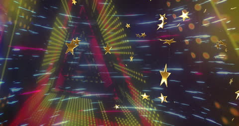 Colorful Neon Tunnel with Glowing Stars Animation