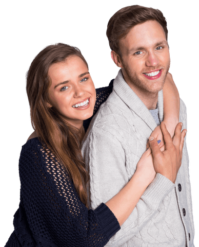Happy Couple Embracing Each Other on Transparent Background