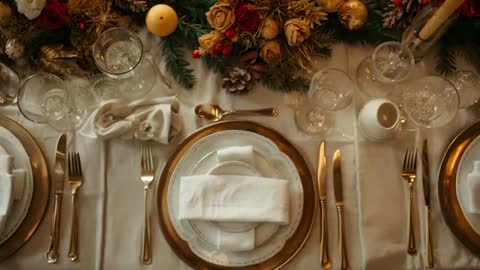 Elegant Holiday Table Setting for Formal Dining Experience
