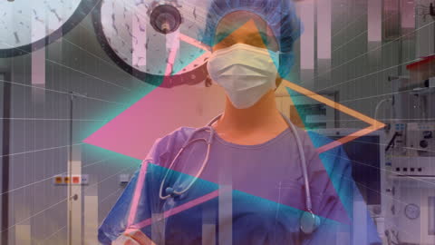 Surgeon with Geometric Animation in Operating Room Setting