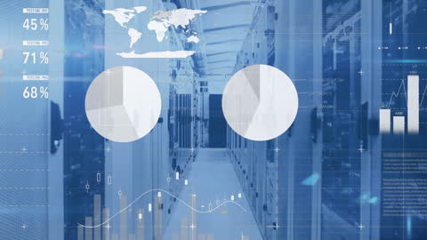 Abstract Financial Data and Technology Interface in Server Room