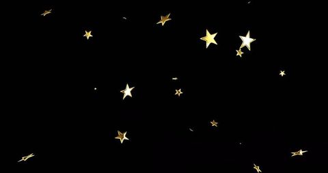 Golden Stars Twinkling on Deep Black Background
