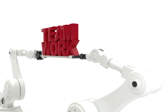 Transparent Robotic Arms Holding Red Teamwork Text - Download Free Stock Videos Pikwizard.com