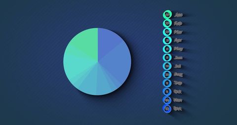 Colorful Pie Chart with Months on Navy Blue Background - Download Free Stock Images Pikwizard.com
