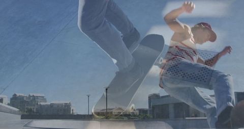 Dynamic Skateboarding Tricks with Double Exposure Effect - Download Free Stock Images Pikwizard.com