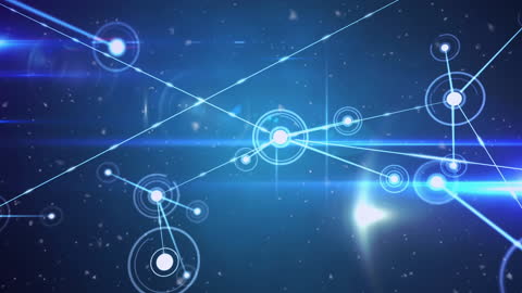 Digital Network Connections Over Blue Virtual Space