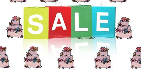 Colorful Sale Bags with Cake Icons and Pastel Design