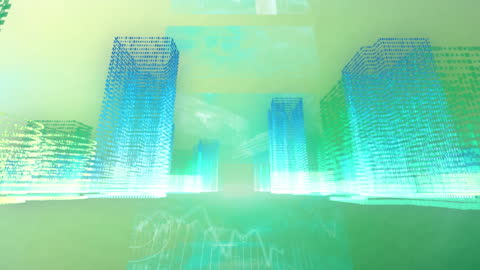 Futuristic Digital Cityscape with Data Interfaces