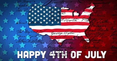 Happy 4th of July Celebration with American Map and Flag