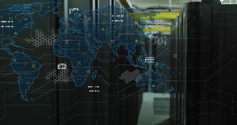 global data network overlay on data center servers - Download Free Stock Images Pikwizard.com