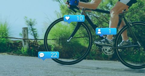 Cyclist Exploring Rural Route with Social Media Interaction Concept