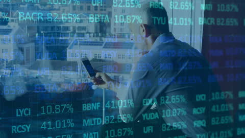 Businessman Analyzing Global Financial Data with Smartphone