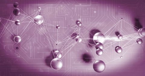 Abstract Network of Connections Over Pink Tech Background - Download Free Stock Images Pikwizard.com