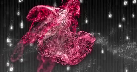 Abstract Red Particle Cloud Visualizing Data Flow