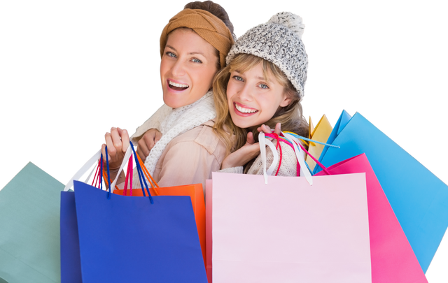 Smiling Women Holding Colorful Shopping Bags Against Transparent Background - Download Free Stock Videos Pikwizard.com