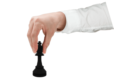 Transparent vector hand holding chess pawn against background