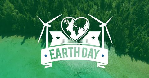 Earth Day Graphic: Green Energy Concept Featuring Nature Landscape