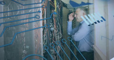 IT Specialist Managing Server Room Network Concept