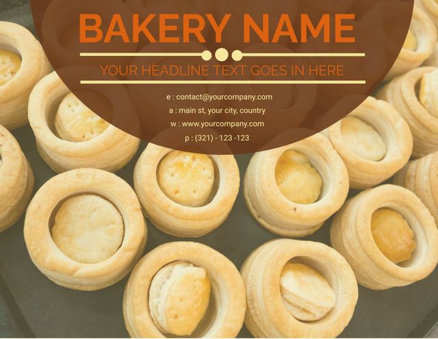 Freshly Baked Pastries Background with Bakery Contact Information - Download Free Stock Templates Pikwizard.com