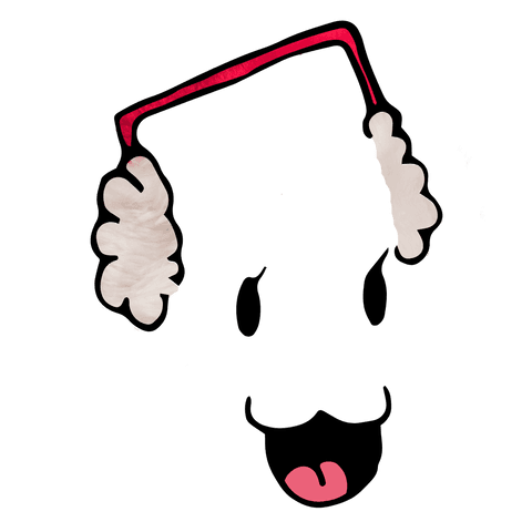 Playful happy face with red earmuffs on transparent background