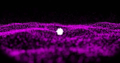 Futuristic fiber optic light in motion with purple dots