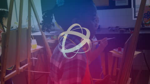 Children Painting in Classroom Setting with Art Easels