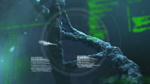 Futuristic Data Visualization with Spinning DNA Strand