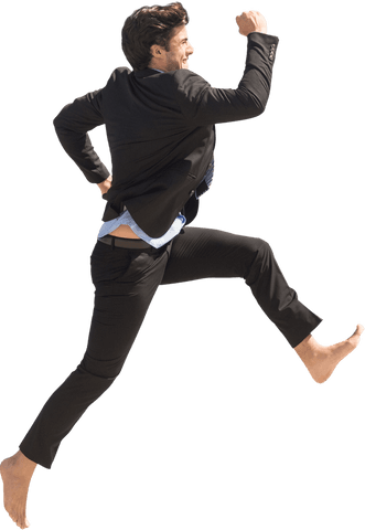 successful businessman running barefoot on transparent background - Download Free Stock Videos Pikwizard.com