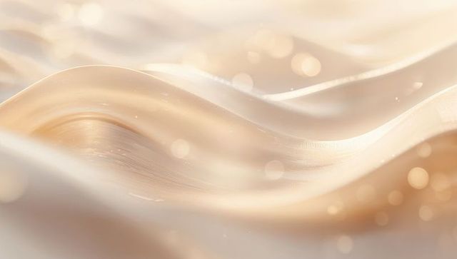 Cream Silk Waves with Bokeh Light Orbs and Linear Texture Ethereal Abstract Background