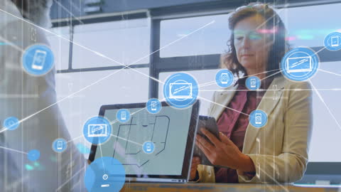 Diverse Professionals Using Digital Technology for Global Connections