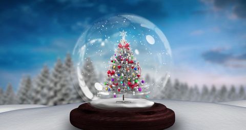 Magical Snow Globe with Decorative Christmas Tree