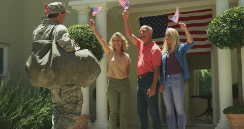 Happy Reunion with Soldier Returning Home to Family