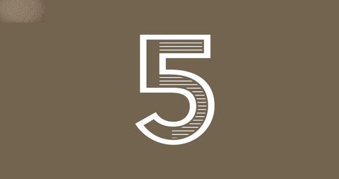 Countdown number five on brown digital backdrop