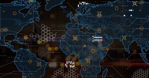 Digital Global Map Overlay with Technology Connection Patterns - Download Free Stock Images Pikwizard.com