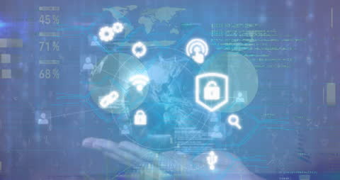 Digital Security and Networking Concept with Graphic Overlay