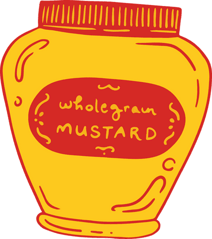 Flat design wholegrain mustard jar on transparent background