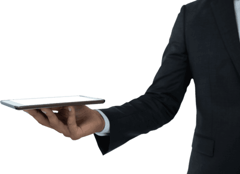 Businessman Presenting Wireless Tablet with Transparent Background - Download Free Stock Videos Pikwizard.com