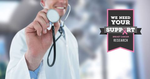 Doctor Supporting Breast Cancer Research Awareness - Download Free Stock Images Pikwizard.com