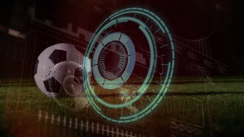 Futuristic Digital Technology Overlay On Soccer Field