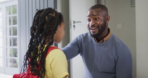 Loving Father Encouraging Daughter Before School - Download Free Stock Images Pikwizard.com