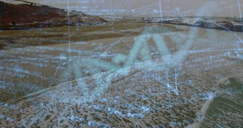 Blended dna helix and ocean scene symbolizing futuristic science