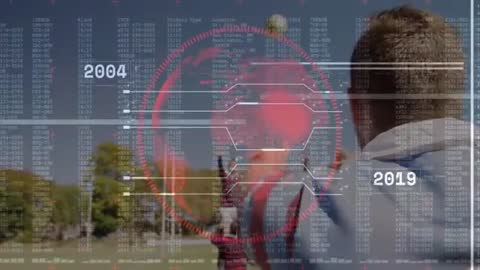 Digital World Superimposed on Family Time in Park