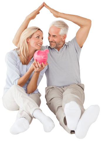 happy couple with piggy bank in transparent dream house - Download Free Stock Videos Pikwizard.com