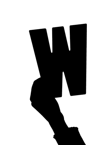 Transparent hand holding letter w digital design