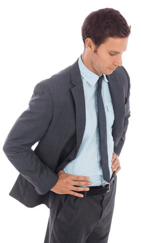 Transparent Businessman Pondering with Hands on Hips